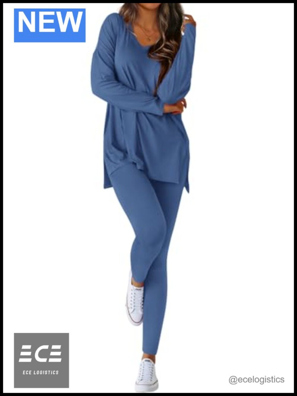 Women's 2 Piece Lounge Set Long Sleeve V Neck Pullover & Leggings Travel Outfit
